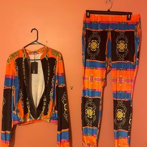 Fashion Nova Multicolored Sweatsuit Set 1X